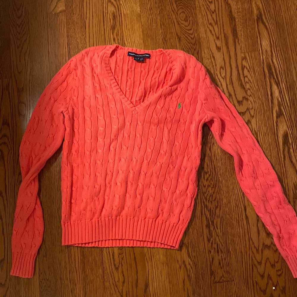 Women’s Large Pink Ralph Lauren V-Neck Sweater